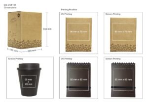 coffee gift sets with cup, notepad, and pen