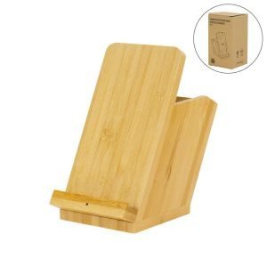 Bamboo Pen Holder with 15W Fast Wireless Charger (Set of 20)