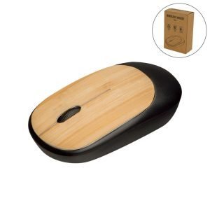 Bamboo Wireless Mouse in Black Color (Set of 25)