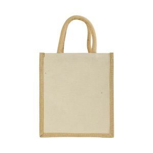 Laminated Cotton Bags with Natural Jute Gusset, 340 GSM (10 oz) (Set of 100)