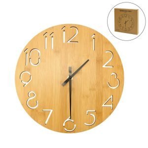 Round Bamboo Wall Clock, 28 cm Dia, Type Analog (Set of 20)