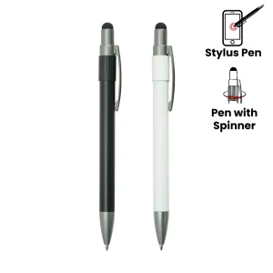 Stylus Metal Pens with Spinner ? Push Button (Blue Ink) (Set of 25)