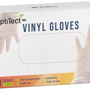 Optitect Disposable Vinyl Gloves M,Powder Free, Non Sterile,Latex Free Rubber,100 Count,Food Safe (XL)
